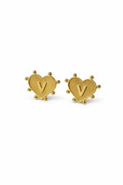 ARETES CORAZÓN INICIAL CON BALINES