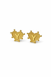 ARETES CORAZÓN INICIAL CON BALINES