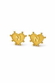 ARETES CORAZÓN INICIAL CON BALINES